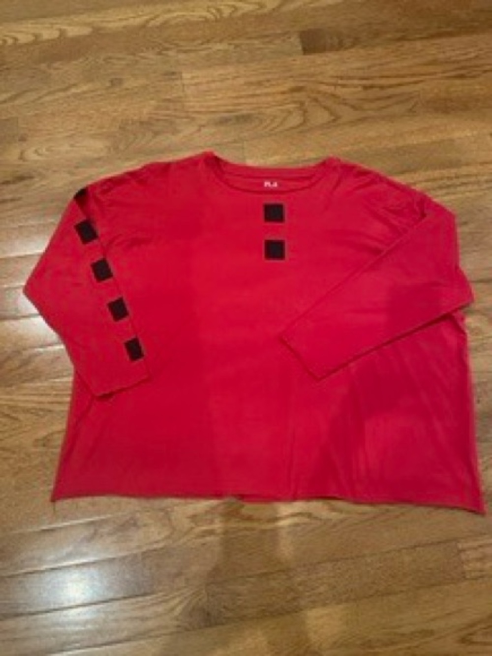 Planet by Lauren G Red Long-Sleeve Tee with Black Square Accents
